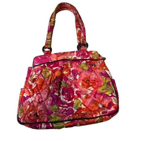 Vintage Vera Bradley  Quilted Cotton Handbag Wilma Rose Luxe Sateen Cottagecore - Picture 1 of 4